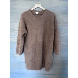DemyLee New York 100% Marten Fur Fuzzy Knit Sweater Tunic Brown XS RN121696